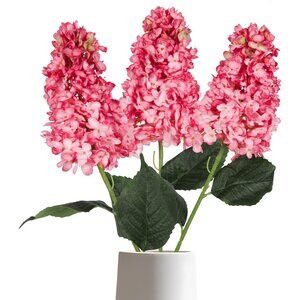 3-Pcs Hot Pink Fake Artificial Flowers Stem Tall Vase Silk Hydrangea Home Decor